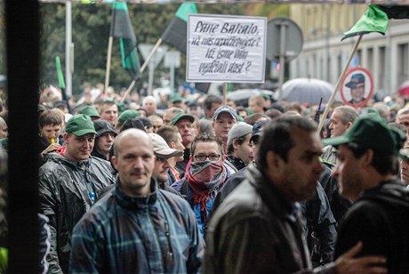 Demonstrace horník v Ostrav