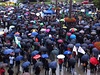 Horníci pi demonstraci v Ostrav