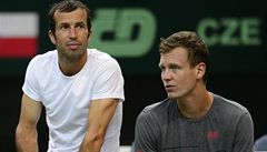 Radek tpánek a Tomá Berdych ped semifinále Davis Cupu.