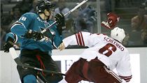 Český hokejista San Jose Tomáš Hertl (vlevo) a David Schlemko z Phoenixu Coyotes | na serveru Lidovky.cz | aktuální zprávy