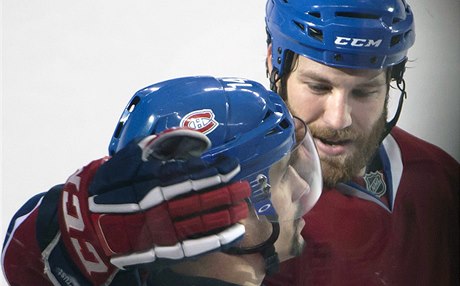 eský hokejista Montrealu Canadians Tomá Plekanec (vlevo) a jeho spoluhrá Brandon Prust 