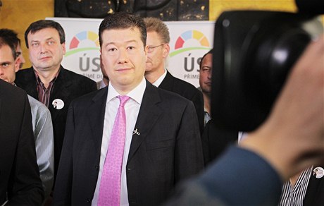 Tomio Okamura ve volebním tábu strany Úsvit pímé demokracie.