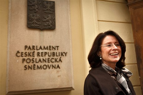 Miroslava Nmcová odvolila se svým manelem ve volební místnosti snmovny. 