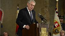 Prezident Miloš Zeman při příležitosti výročí vzniku samostatného československého státu uděloval na Pražském hradě státní vyznamenání. Na snímku je prezident při projevu. | na serveru Lidovky.cz | aktuální zprávy