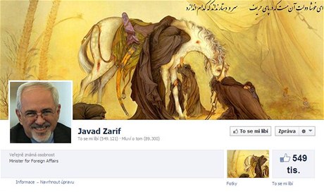 Bní Íránci na sociální sít nesmjí. U elních politik je situace jiná. Napíklad íránský ministr zahranií Mohammad Davád Zaríf má na Facebooku pes pl milionu fanouk  