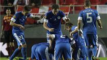 Liberečtí slaví gól na 1:1 na Seville. | na serveru Lidovky.cz | aktuální zprávy