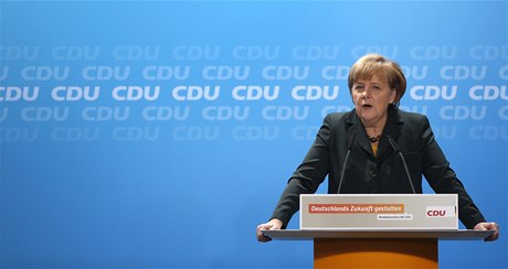 Projev Angely Merkelové o koaliní smlouv kesanských a sociálních demokrat