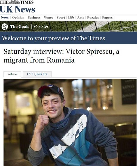 Victor Spirescu poskytl rozhovor britskému listu The Times.