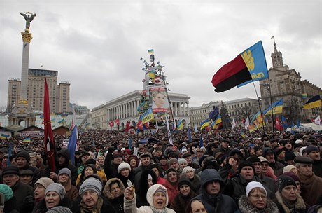 Protivládní demonstrace na kyjevském námstí Nezávislosti.