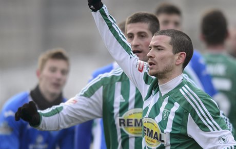 David Bartek z Bohemians Praha 1905 se raduje z gólu.