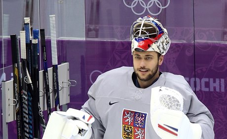 Ondej Pavelec na tréninku.