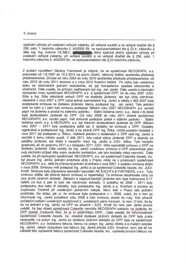 Text policejního obvinní Iva Rittiga a spol. za legalizaci výnos z trestné...
