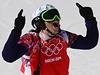 Eva Samková se raduje ze zisku zlaté olympijské medaile