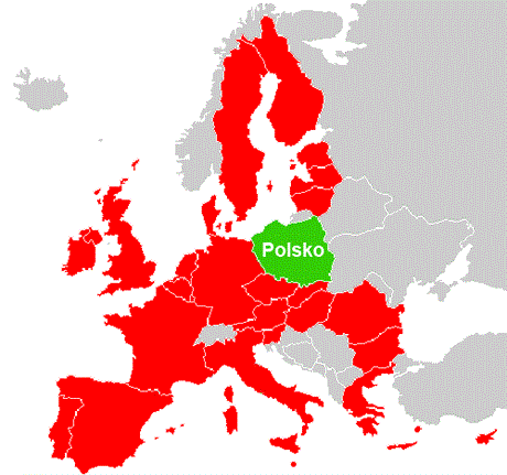 Polsko bylo v roce 2009, kdy vrcholila svtová finanní krize, jedinou lenskou zemí z 27 stát Evropské unie, její HDP rostl  o 1,6 procenta. Na map EU vystupovalo z erveného moe jako zelený ostrov.