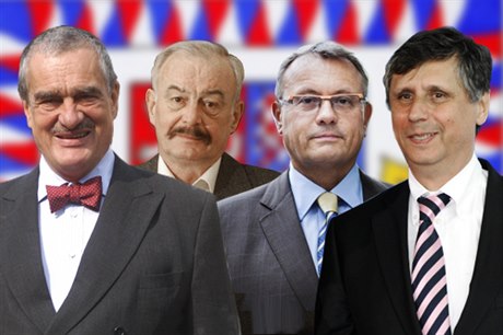 Prezidenttí kandidáti: zleva Karel Schwarzenberg, Pemysl Sobotka, Vladimír Dlouhý, Jan Fischer.