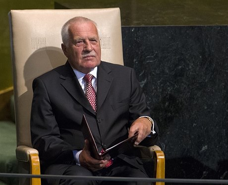 Václav Klaus bhem záijového Valného shromádní Organizace spojených národ v New Yorku.