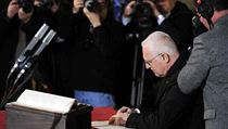 Václav Klaus, seen above at his inauguration as president, plans to remain in the public eye Václav Klaus, seen above at his inauguration as president, plans to remain in the public eye