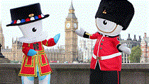 Maskoti londýnské olympiády v roce 2012 Wenlock a Mandeville před Big Benem během oslav svatby prince Williama a Kate Middletonové letos v dubnu. Za rok se převléknou do sportovního. Maskoti londýnské olympiády v roce 2012 Wenlock a Mandeville před Big Benem během oslav svatby prince Williama a Kate Middletonové letos v dubnu. Za rok se převléknou do sportovního.