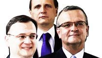Premiér Petr Nečas (ODS, vlevo), ministr financí Miroslav Kalousek (TOP 09, vpravo) a šéf poslaneckého klubu Věcí veřejných Vít Bárta představili své, poněkud odlišné názory na státní rozpočet. Na jeho konečné podobě se vládní koaliční strany musejí doho Premiér Petr Nečas (ODS, vlevo), ministr financí Miroslav Kalousek (TOP 09, vpravo) a šéf poslaneckého klubu Věcí veřejných Vít Bárta představili své, poněkud odlišné názory na státní rozpočet. Na jeho konečné podobě se vládní koaliční strany musejí doho