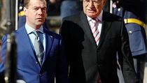 Presidents Medvedev (left) and Klaus during the former's historic visit to Prague in April 2010 Presidents Medvedev (left) and Klaus during the former's historic visit to Prague in April 2010