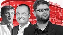 Zleva majitel Slavie Aleš Řebíček, spolumajitel Natland Group Tomáš Raška a Adam Řebíček, člen představenstva fotbalového klubu. Zleva majitel Slavie Aleš Řebíček, spolumajitel Natland Group Tomáš Raška a Adam Řebíček, člen představenstva fotbalového klubu.