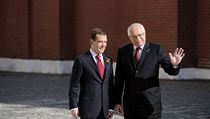 Dmitry Medvedev (left) and Václav Klaus in Moscow last year for celebrations marking the 65th anniversary of the end of World War II Dmitry Medvedev (left) and Václav Klaus in Moscow last year for celebrations marking the 65th anniversary of the end of World War II