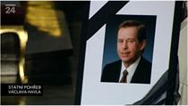 The official presidential photo of the late Václav Havel displayed by his casket The official presidential photo of the late Václav Havel displayed by his casket