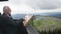 President Václav Klaus — an avid skier and proponent of the proposed lift linking to Austria — takes in the view of Šumava National Park President Václav Klaus — an avid skier and proponent of the proposed lift linking to Austria — takes in the view of Šumava National Park