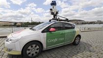 A Google Street View Car by the Vltava River in Prague A Google Street View Car by the Vltava River in Prague