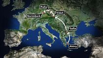 The high-speed rail corridor projected by the EU would run from Athens to Nuremberg The high-speed rail corridor projected by the EU would run from Athens to Nuremberg
