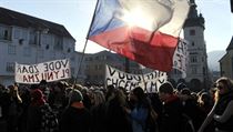 Demonstrators in Náchod on Tuesday Demonstrators in Náchod on Tuesday