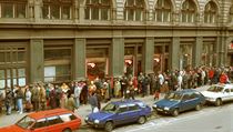Czechs line up in January 1993 to trade in their share booklets in state companies slated for privatization under the ‘coupon privatization’ program Czechs line up in January 1993 to trade in their share booklets in state companies slated for privatization under the ‘coupon privatization’ program