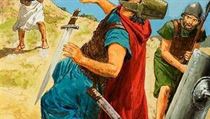 David se stane jedním z nejpopulárnějších hrdinů západní kultury, protože zabije velepadoucha, filištínského obra Goliáše, kamenem z koženého praku. David se stane jedním z nejpopulárnějších hrdinů západní kultury, protože zabije velepadoucha, filištínského obra Goliáše, kamenem z koženého praku.