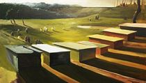 Václav Misař: Garáže, olej na plátně, 190 x 140 cm (2012). Václav Misař: Garáže, olej na plátně, 190 x 140 cm (2012).