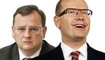 Petr Nečas označil zisk čtyř senátorů za neúspěch pro ODS. Zato šéf ČSSD Bohuslav Sobotka (vlevo) může být se třinácti křesly pro své lidi spokojen. Petr Nečas označil zisk čtyř senátorů za neúspěch pro ODS. Zato šéf ČSSD Bohuslav Sobotka (vlevo) může být se třinácti křesly pro své lidi spokojen.