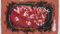 Jan Křížek: Figurativní kompozice (1957). Tempera, kvaš, barevný karton, 31 x 50,5 cm (Národní galerie v Praze). Jan Křížek: Figurativní kompozice (1957). Tempera, kvaš, barevný karton, 31 x 50,5 cm (Národní galerie v Praze).