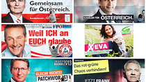 Rakouské předvolební panoptikum a jeho lídři (odleva nahoře po směru hodinových ručiček): současný kancléř Werner Faymann (SPÖ), Michael Spindelegger (ÖVP), Eva Glawischnigová (Zelení), Frank Stronach (Team Stronach), Josef Bucher (BZÖ) a Heinz-Christian Rakouské předvolební panoptikum a jeho lídři (odleva nahoře po směru hodinových ručiček): současný kancléř Werner Faymann (SPÖ), Michael Spindelegger (ÖVP), Eva Glawischnigová (Zelení), Frank Stronach (Team Stronach), Josef Bucher (BZÖ) a Heinz-Christian