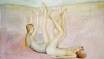 Nohama vzhůru (1970). Olej, plátno, 61 x 100 cm. Nohama vzhůru (1970). Olej, plátno, 61 x 100 cm.