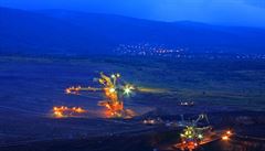 Coal mining by night in the northern Bohemian coal basin Coal mining by night in the northern Bohemian coal basin
