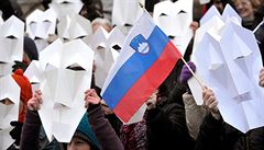 Na 20 tisíc lidí protestovalo 8. února v Lublani proti vládě, úsporným opatřením a korupci. Na 20 tisíc lidí protestovalo 8. února v Lublani proti vládě, úsporným opatřením a korupci.