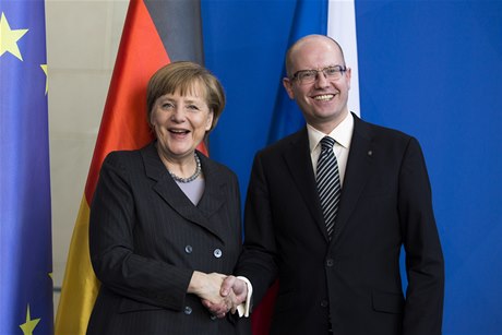 Nmecká kancléka Angela Merkelová a premiér Bohuslav Sobotka