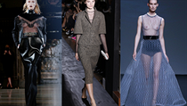 Tři z témat, jež se objevují v současné módě (zleva): historie (Zeynep Tosun), jednoduchost (Valentino) a transparentnost (Christian Dior). Všechny modely jsou z kolekcí pro letošní zimu. Tři z témat, jež se objevují v současné módě (zleva): historie (Zeynep Tosun), jednoduchost (Valentino) a transparentnost (Christian Dior). Všechny modely jsou z kolekcí pro letošní zimu.