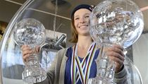 Snowboardistka Šárka Pančochová vystoupila 10. března v Praze na tiskové konferenci po zisku dvou křišťálových glóbů za celkové vítězství ve Světovém poháru ve freestyle disciplínách a v disciplíně slopestyle. | na serveru Lidovky.cz | aktuální zprávy
