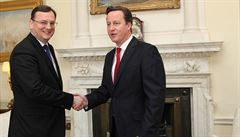 Czech Prime Minister Petr Nečas (left, with UK
counterpart David Cameron) leaves his EU peers confused on a double
political game in Prague and Brussels Czech Prime Minister Petr Nečas (left, with UK
counterpart David Cameron) leaves his EU peers confused on a double
political game in Prague and Brussels