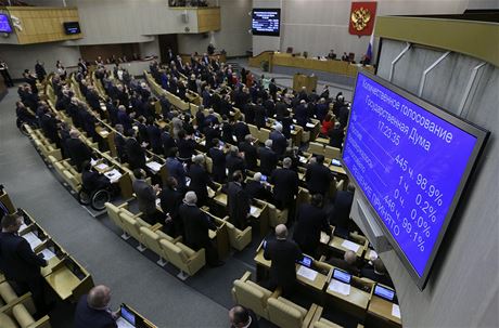 Dolní komora ruského parlamentu ratifikovala krymsko-ruskou dohodu o pipojení Krymu.