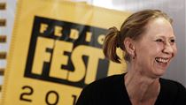 Kati Outinen na tiskové konferenci k filmu Láska, soudruhu, uvedeném na Febiofestu | na serveru Lidovky.cz | aktuální zprávy