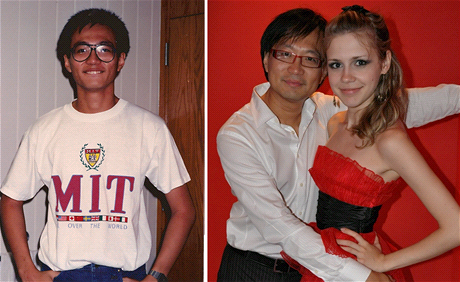 Brandon Wade jako student MIT v devadesátých letech (vlevo) a v roce 2011 se svojí manelkou Tanyou.