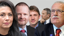 Pravicová squadra, zleva Jana Bobošíková, Petr Fiala, Petr Mach, Petr Hájek a Václav Klaus. Pravicová squadra, zleva Jana Bobošíková, Petr Fiala, Petr Mach, Petr Hájek a Václav Klaus.