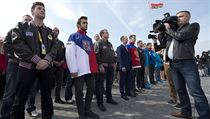 Slavnostní vyvěšování vlajek účastnických zemí mistrovství světa v ledním... | na serveru Lidovky.cz | aktuální zprávy