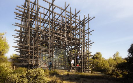 Vila nazvaná House of geometric forest, kterou navrhl japonský architekt Sou Fujimoto.